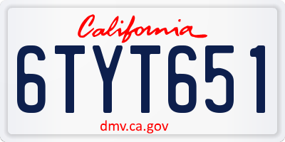 CA license plate 6TYT651