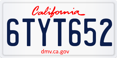 CA license plate 6TYT652