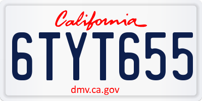 CA license plate 6TYT655
