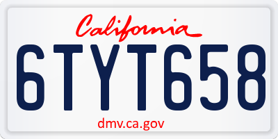 CA license plate 6TYT658