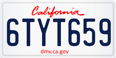 CA license plate 6TYT659