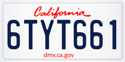 CA license plate 6TYT661