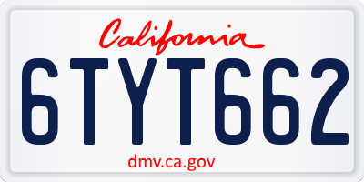 CA license plate 6TYT662