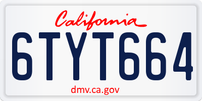 CA license plate 6TYT664