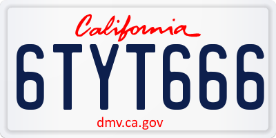 CA license plate 6TYT666
