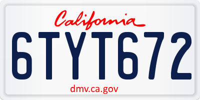 CA license plate 6TYT672