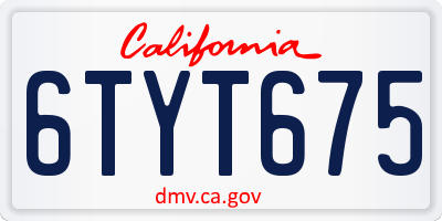 CA license plate 6TYT675