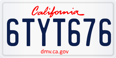 CA license plate 6TYT676