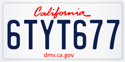 CA license plate 6TYT677
