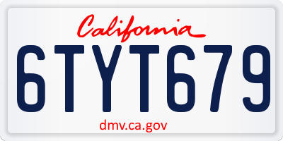 CA license plate 6TYT679