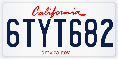 CA license plate 6TYT682