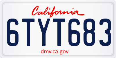 CA license plate 6TYT683