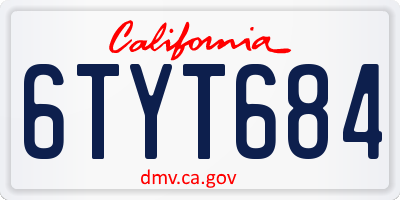 CA license plate 6TYT684