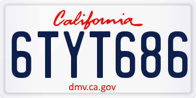 CA license plate 6TYT686