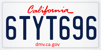 CA license plate 6TYT696