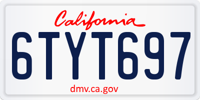 CA license plate 6TYT697