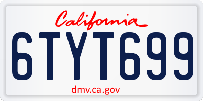 CA license plate 6TYT699