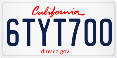 CA license plate 6TYT700