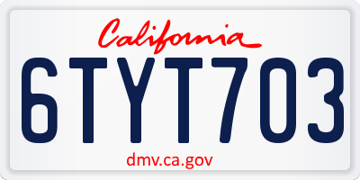 CA license plate 6TYT703