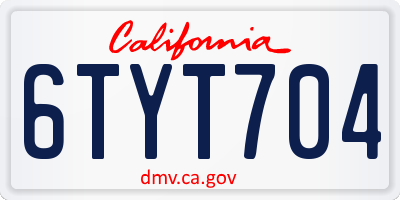 CA license plate 6TYT704