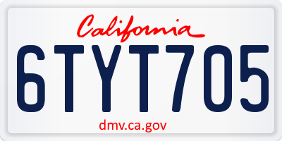 CA license plate 6TYT705