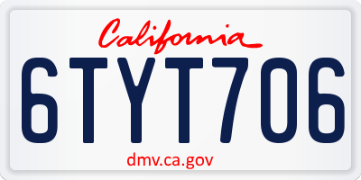 CA license plate 6TYT706