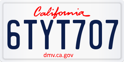 CA license plate 6TYT707