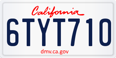 CA license plate 6TYT710