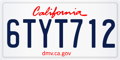 CA license plate 6TYT712