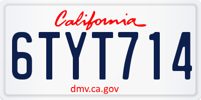 CA license plate 6TYT714