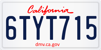 CA license plate 6TYT715