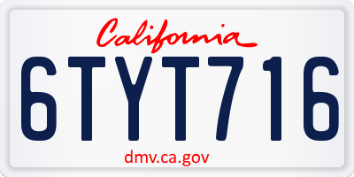 CA license plate 6TYT716
