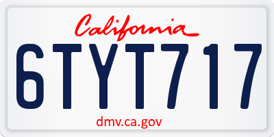 CA license plate 6TYT717