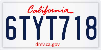 CA license plate 6TYT718