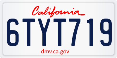 CA license plate 6TYT719
