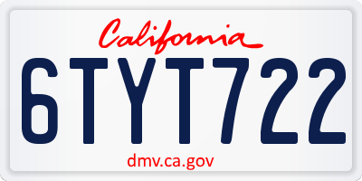 CA license plate 6TYT722