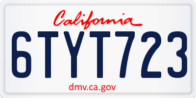 CA license plate 6TYT723