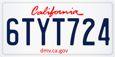 CA license plate 6TYT724