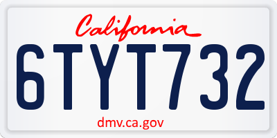 CA license plate 6TYT732