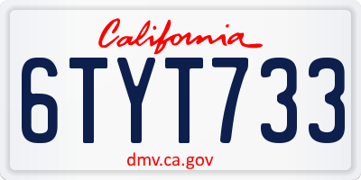CA license plate 6TYT733