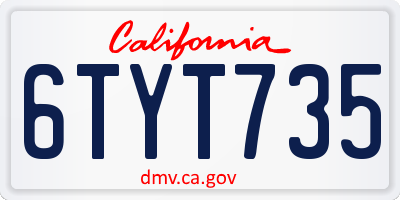 CA license plate 6TYT735