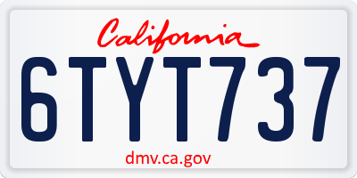 CA license plate 6TYT737