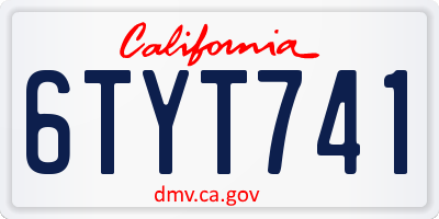 CA license plate 6TYT741