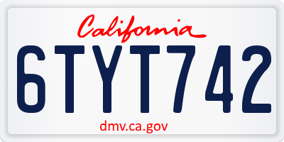CA license plate 6TYT742