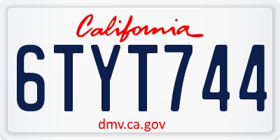 CA license plate 6TYT744