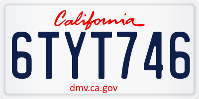 CA license plate 6TYT746