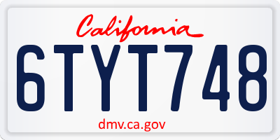 CA license plate 6TYT748