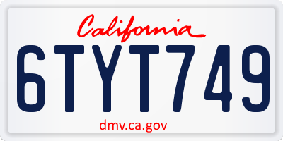 CA license plate 6TYT749