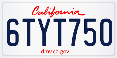 CA license plate 6TYT750