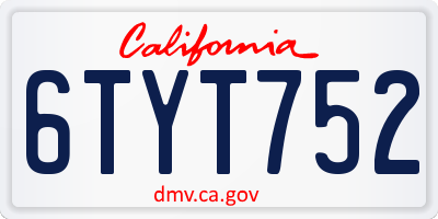 CA license plate 6TYT752
